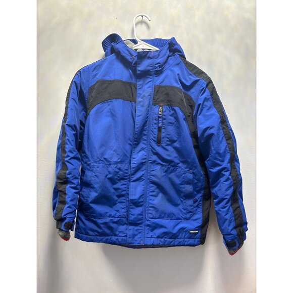 Lands End Boys Winter Jacket Size 10-12 Blue & Black Polyester - Picture 1 of 11